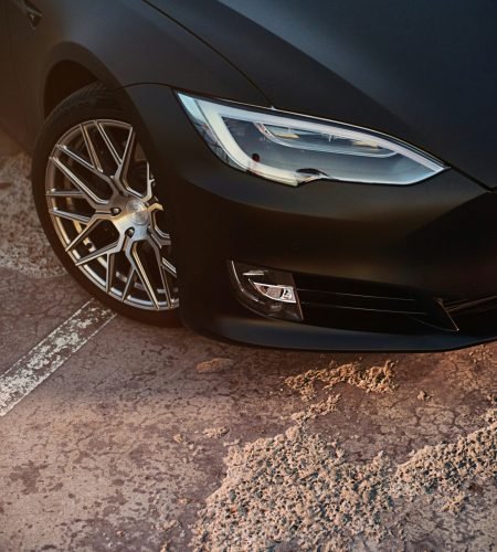 tesla black car tire