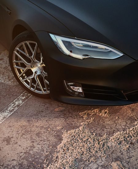 tesla black car tire