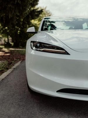 tesla car whtie stylish car