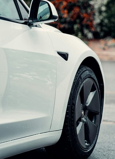 white tesla car parts