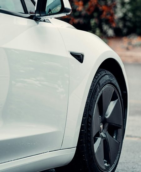 white tesla car parts
